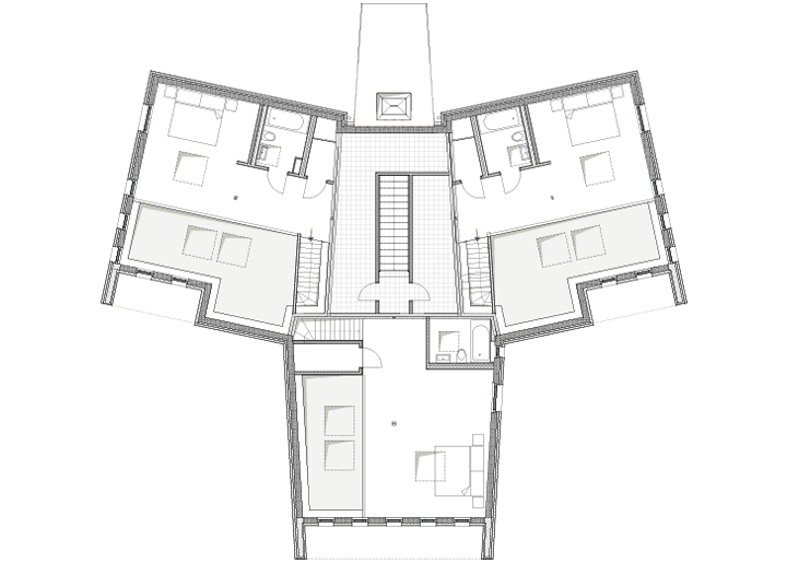Grundriss der Maisonette-Wohnung im 5. Obergeschoss