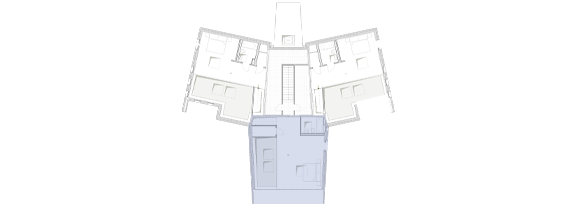 Vorschau des Grundrisses einer Maisonettewohnung rechts mit Luftraum.